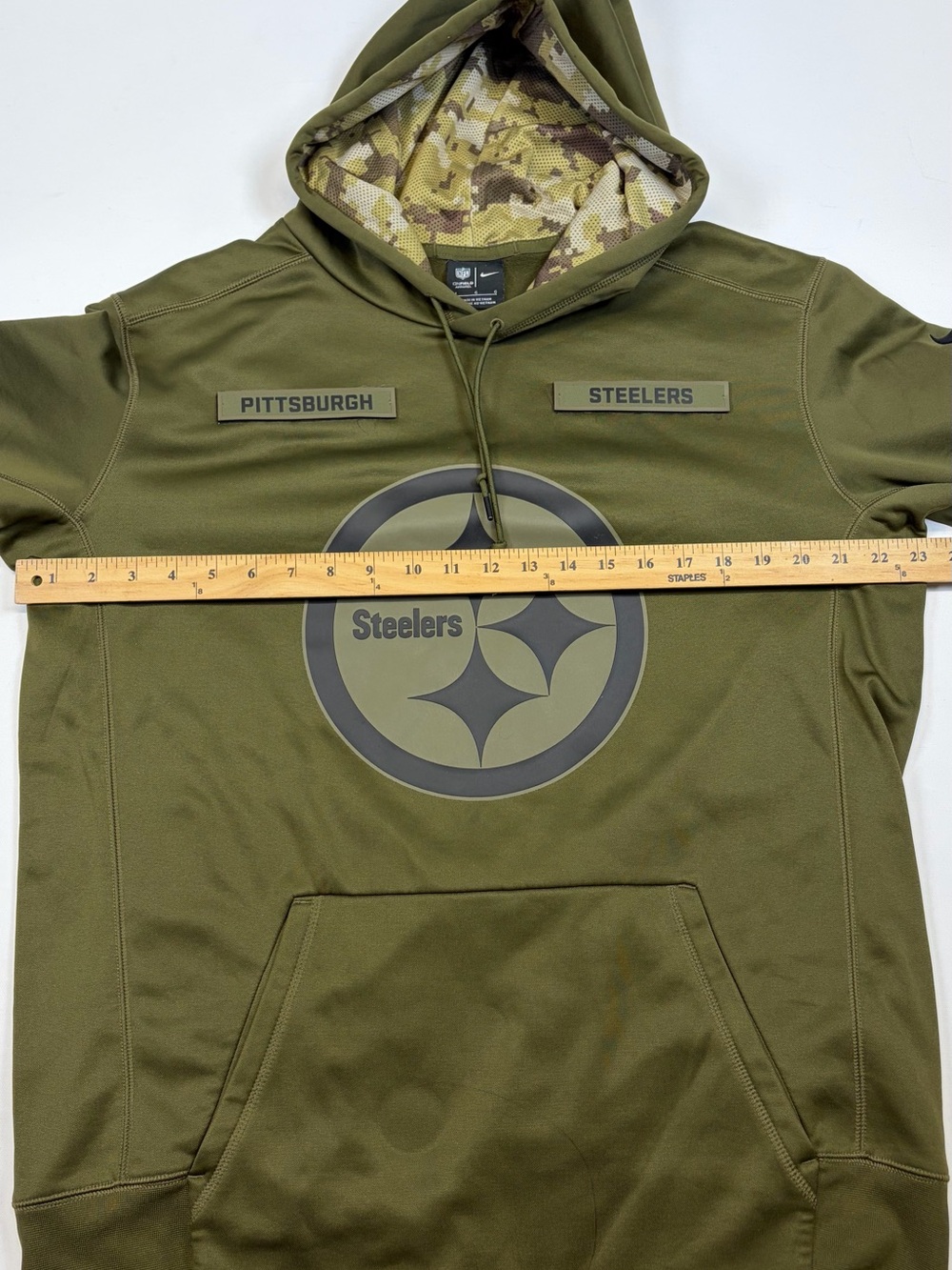 NIKE PITTSBURGH STEELERS SALUTE TO SERVICE OLIVE CAMO HOODIE MENS SIZE LARGE - Picture 4 of 7